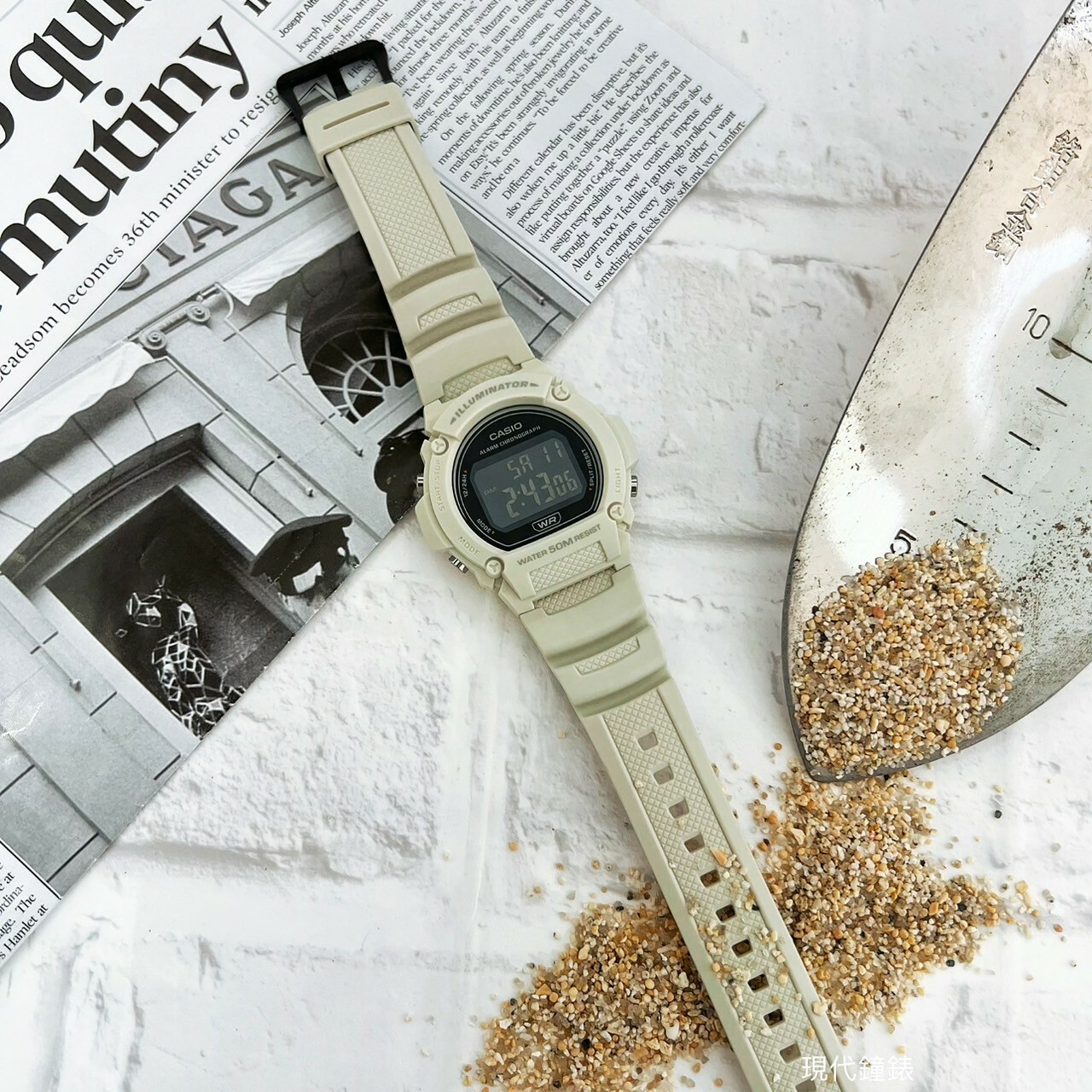 【CASIO 卡西歐】簡約百搭圓形數位腕錶 W-219HC-8B 47.1mm 現代鐘錶