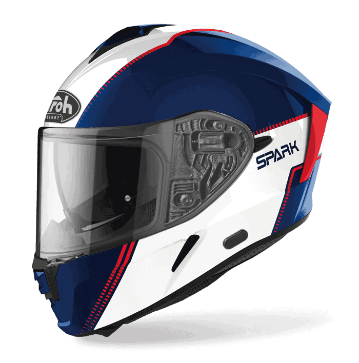 AIROH SPARK #2 亮光藍白 彩繪 內墨片款