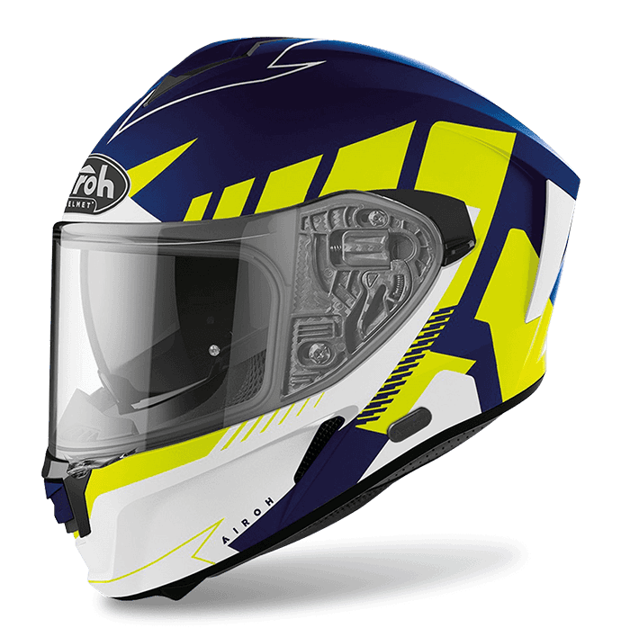 AIROH SPARK #8 RISE 消光藍黃 彩繪 內墨片款