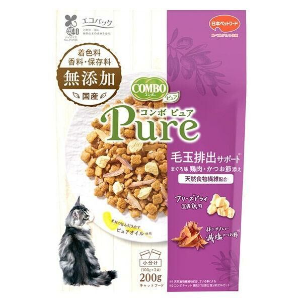 Combo cat Pure 無添加 助排毛 吞拿魚口味 雞肉粒 鰹魚 100gx2袋