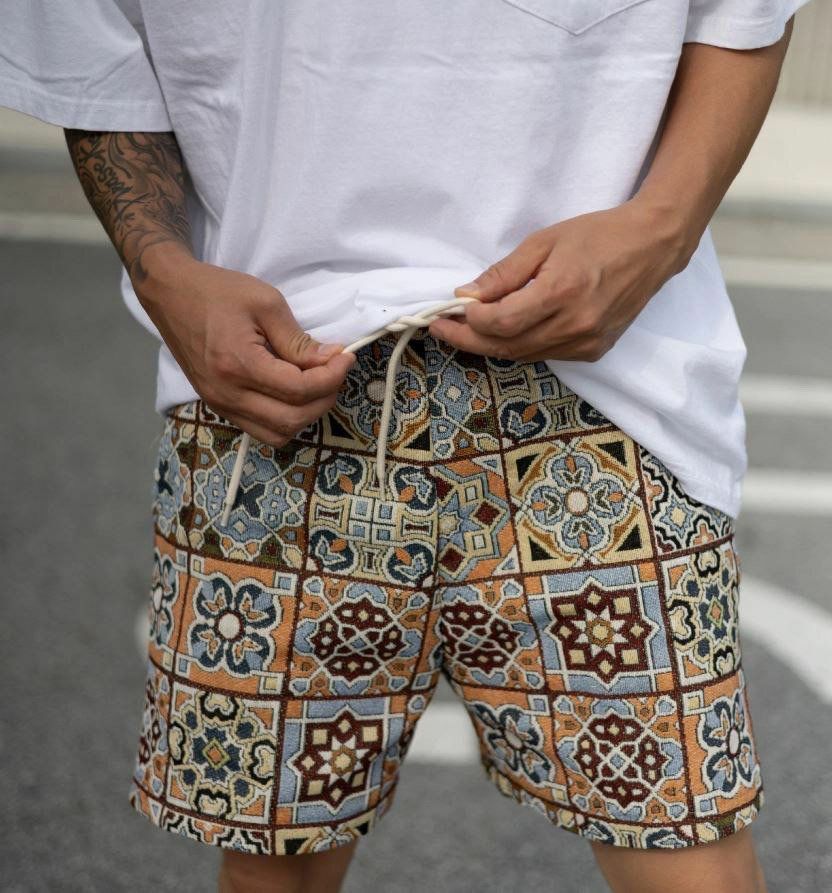 民族花圖案短褲 P2921