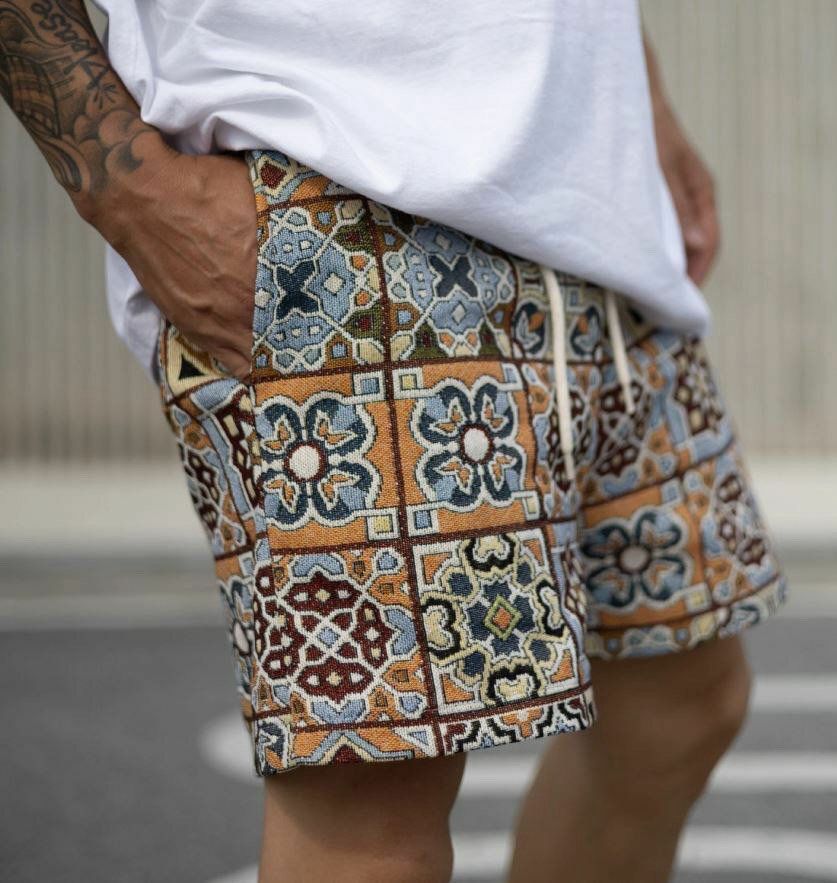 民族花圖案短褲 P2921