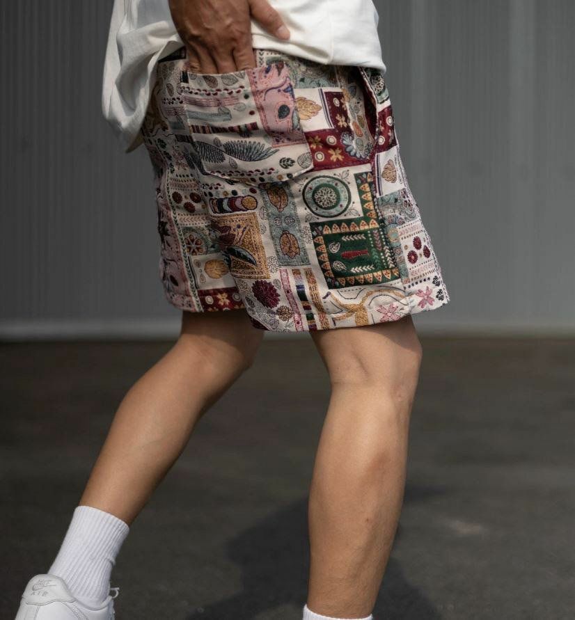 民族花圖案短褲 P2922