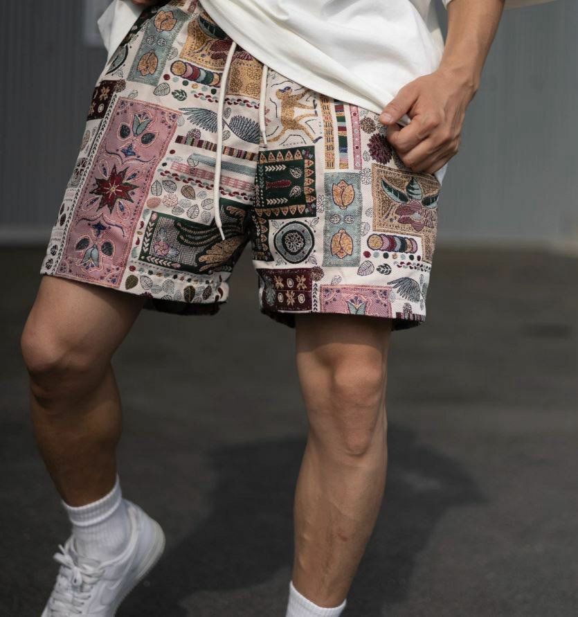 民族花圖案短褲 P2922