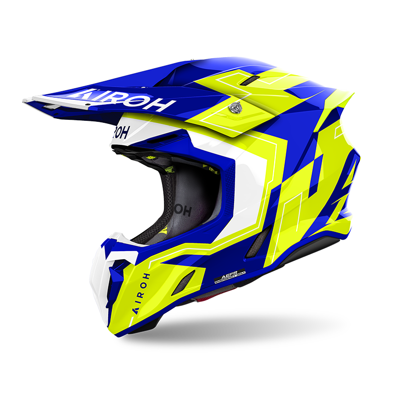 AIROH TWIST 3.0 #3 亮光藍螢光黃 彩繪 越野帽