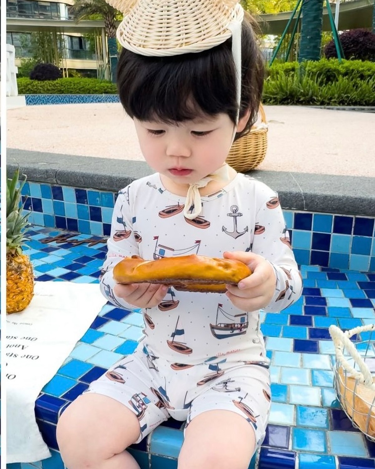 長袖連身泳裝-帆船