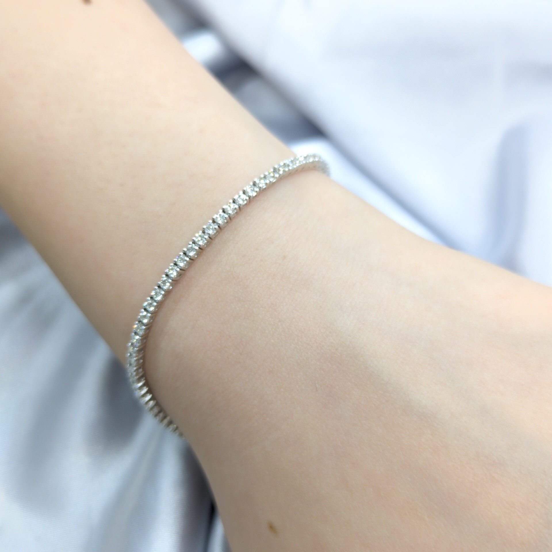 全新18K白金1卡51份鑽石手鍊