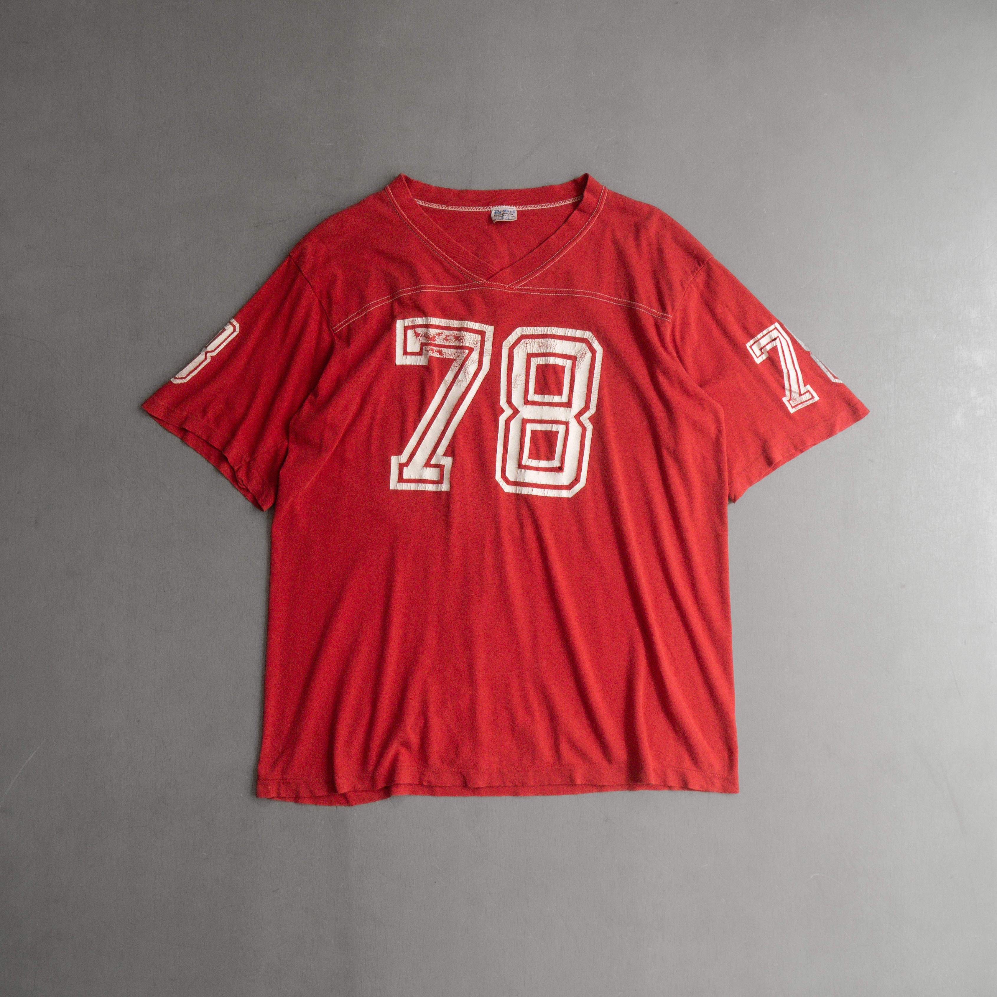 80S FUN-TEES ATHLETIC TEE 美國製 紅色 滾邊 運動 背號 短袖 T恤