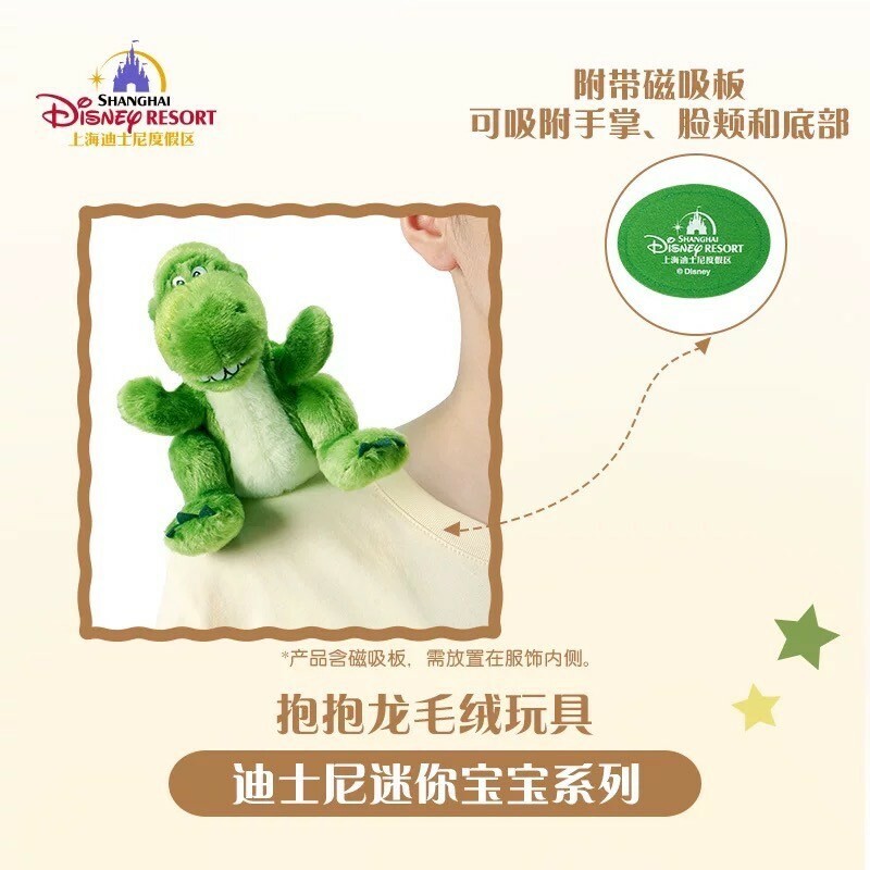 迷你寶寶系列 抱抱龍 Rex 磁鐵 坐肩 絨毛 娃娃 公仔 玩具總動員 Toy Story -上海迪士尼樂園
