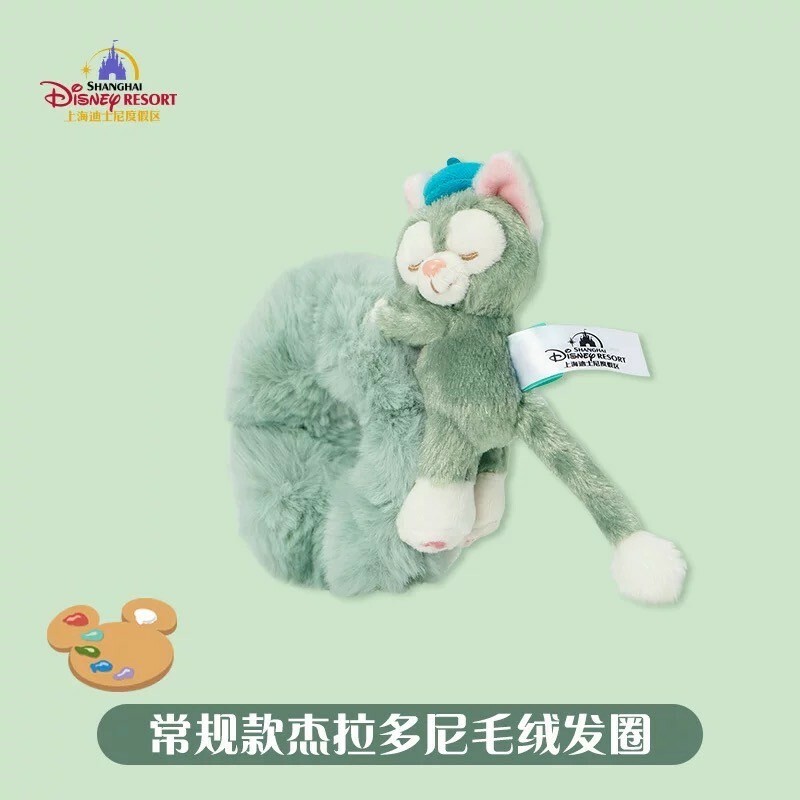 傑拉托尼 畫家貓 Gelatoni 睡顏 趴趴 絨毛造型 毛毛 髮束 大腸圈 髮飾 -上海迪士尼樂園