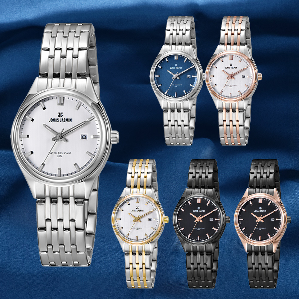 【Jonas Jasmin 喬納斯】JJ-3120L 情侶對錶 女款 優雅 時尚 多色 夜光指針刻度 日期顯示 石英 手錶
