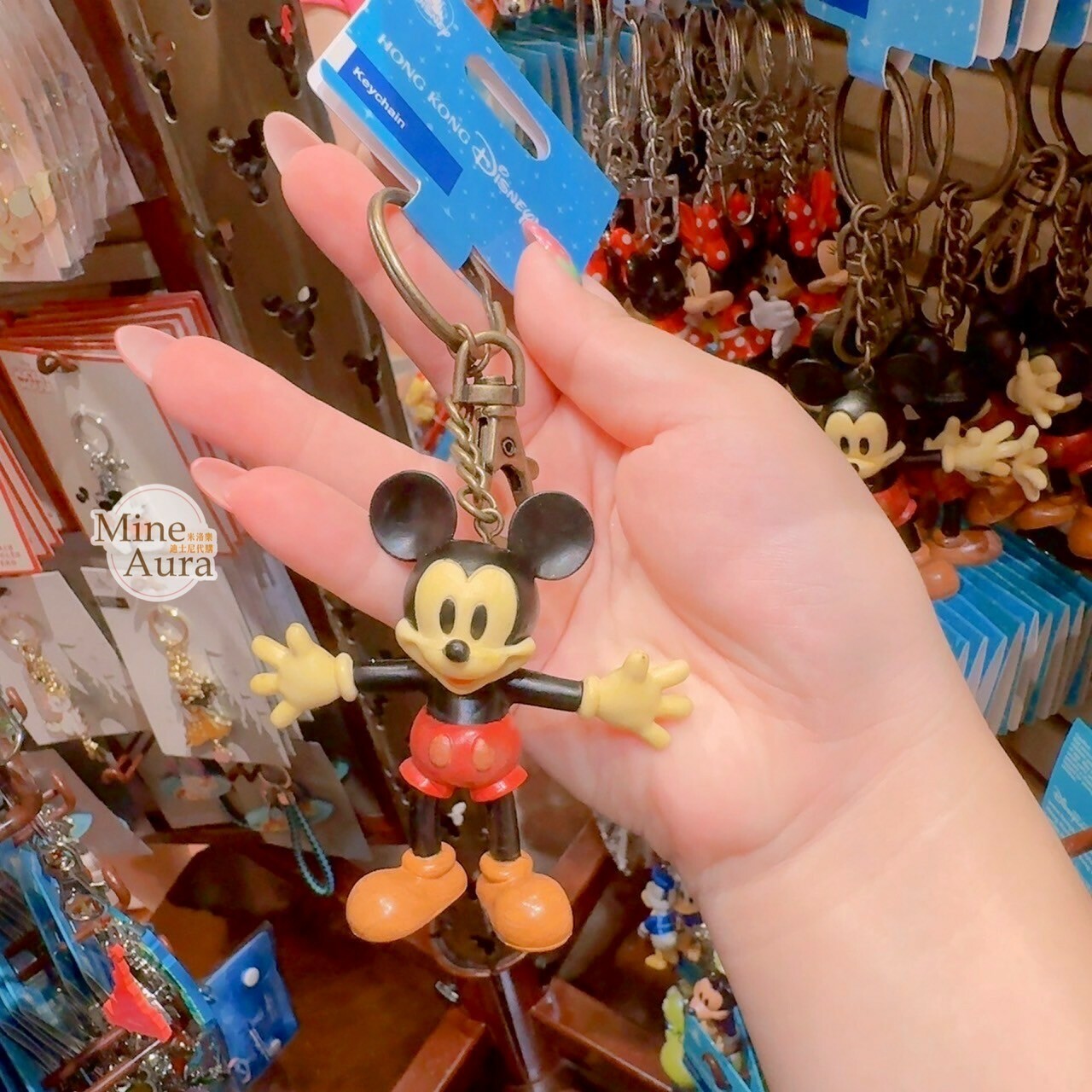 米奇 Mickey 復古配色 抱抱 站姿 鑰匙圈 吊飾 -香港迪士尼樂園