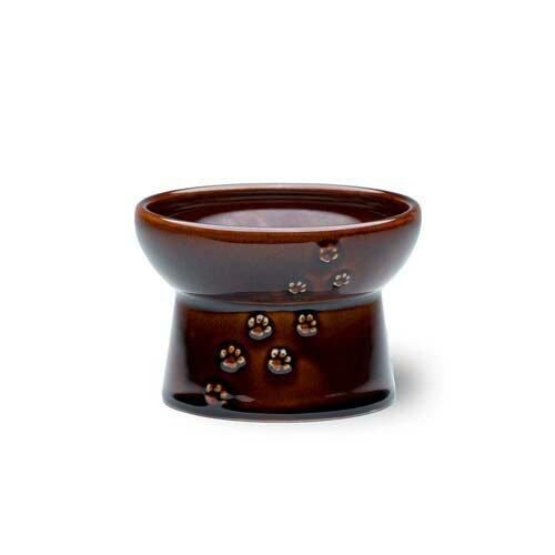 貓壹 日本製 貓用高身陶瓷食器 啡色