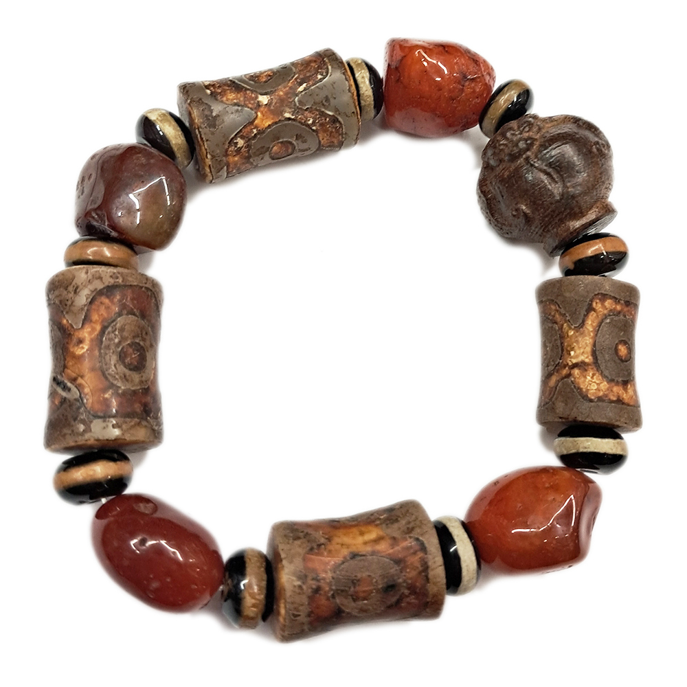 福{沉木}&紅玉髓&火供天珠手珠14*21mm【十方】153516