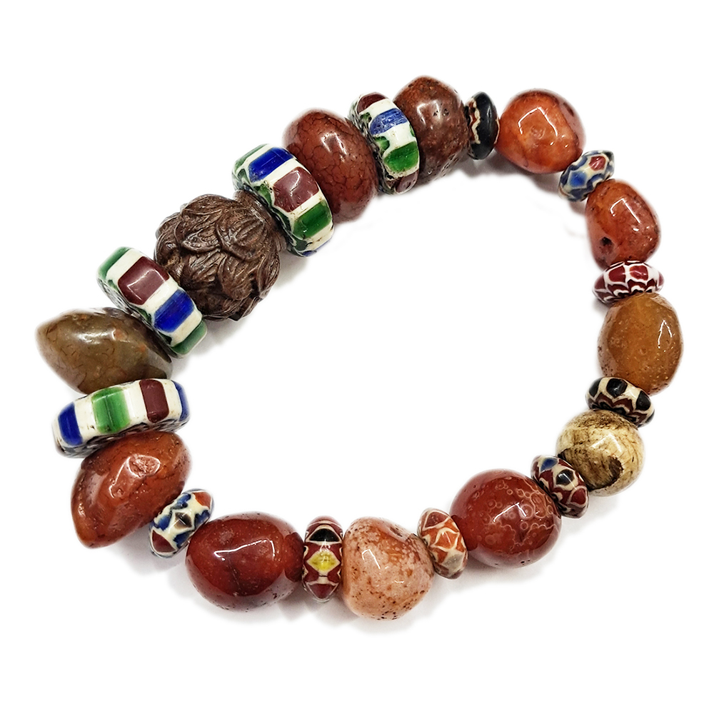 蓮花{沉木}&雪弗蘭琉璃&紅玉髓手珠15*16mm【十方】153520