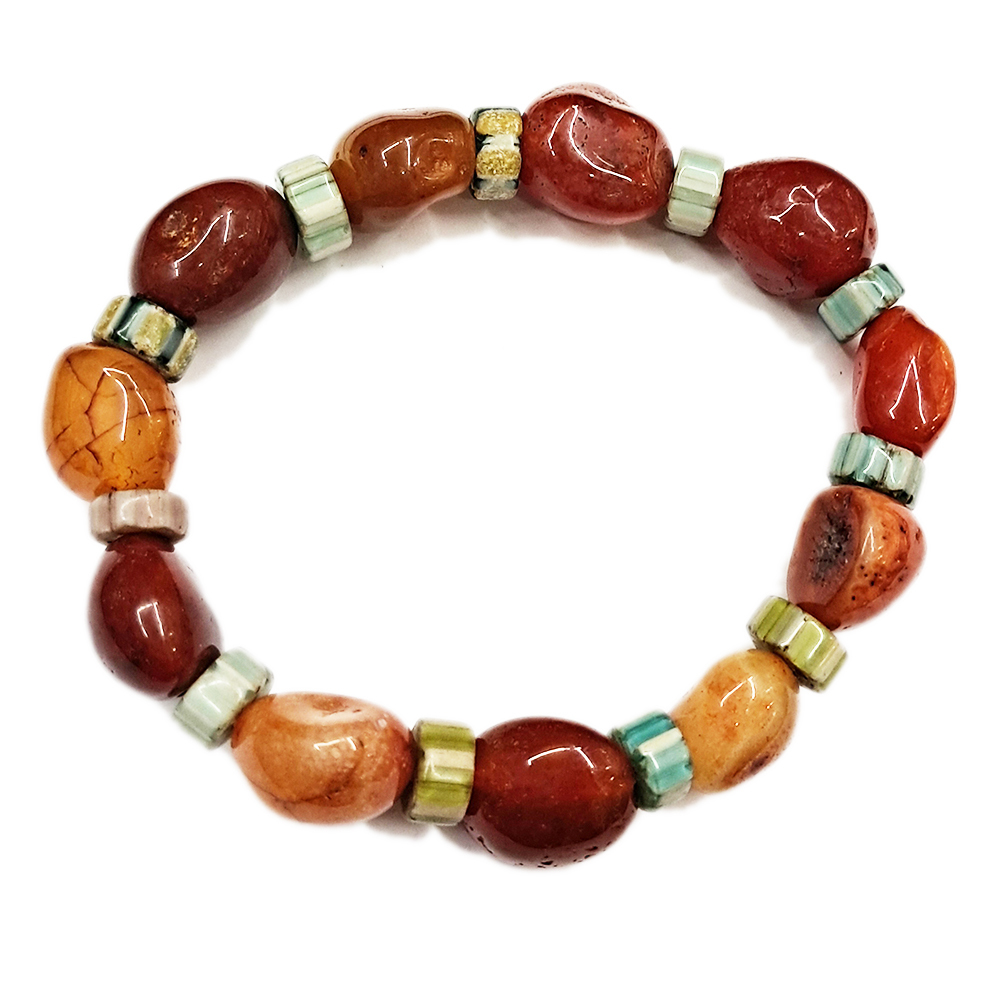 雪弗蘭琉璃&紅玉髓手珠13*16mm【十方】153521