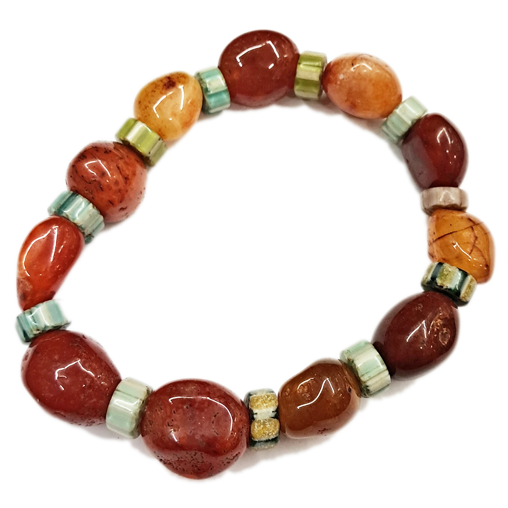 雪弗蘭琉璃&紅玉髓手珠13*16mm【十方】153521