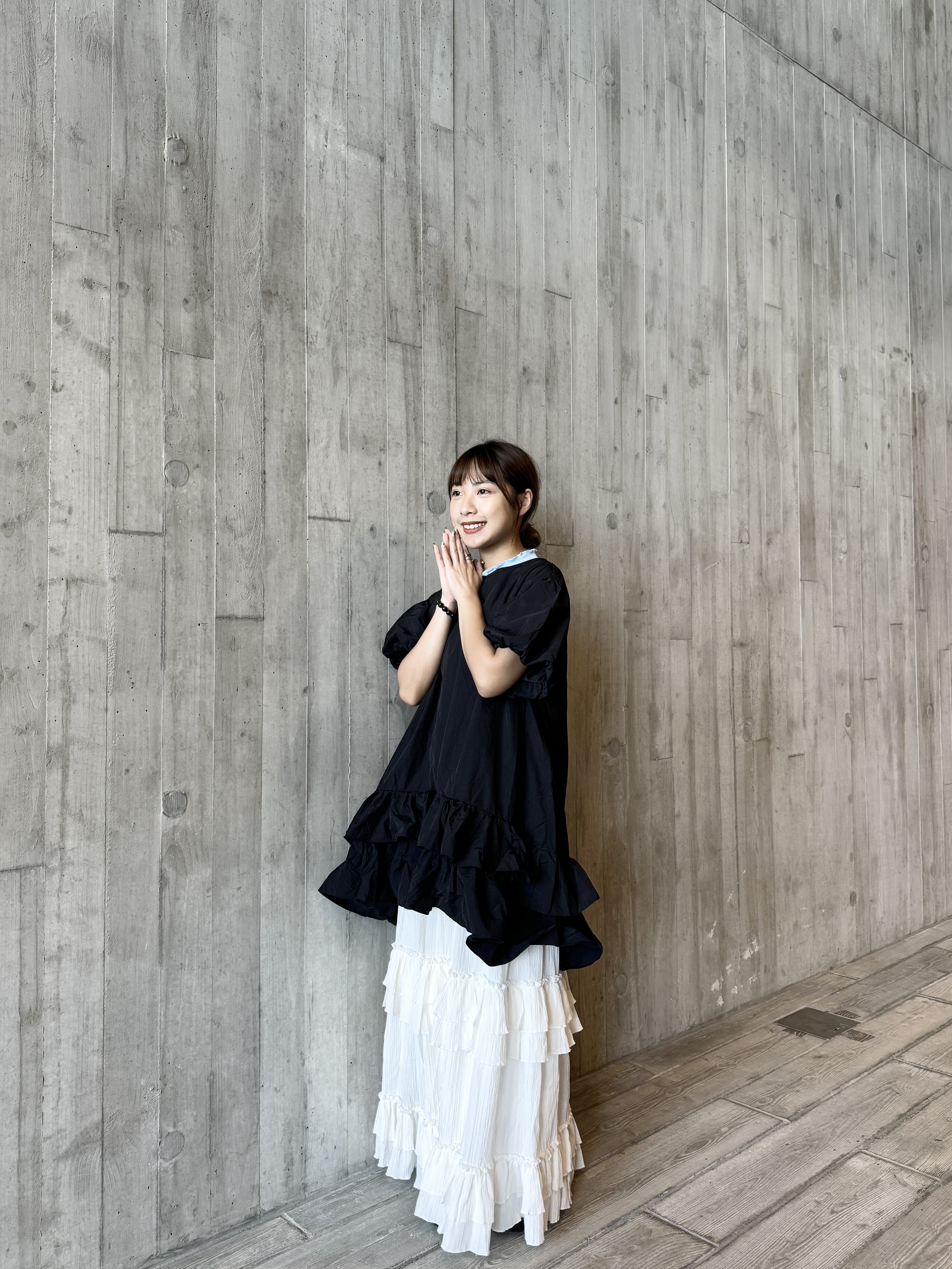 (黑)訂造！爽爽料泡泡袖雙ruffle短ops