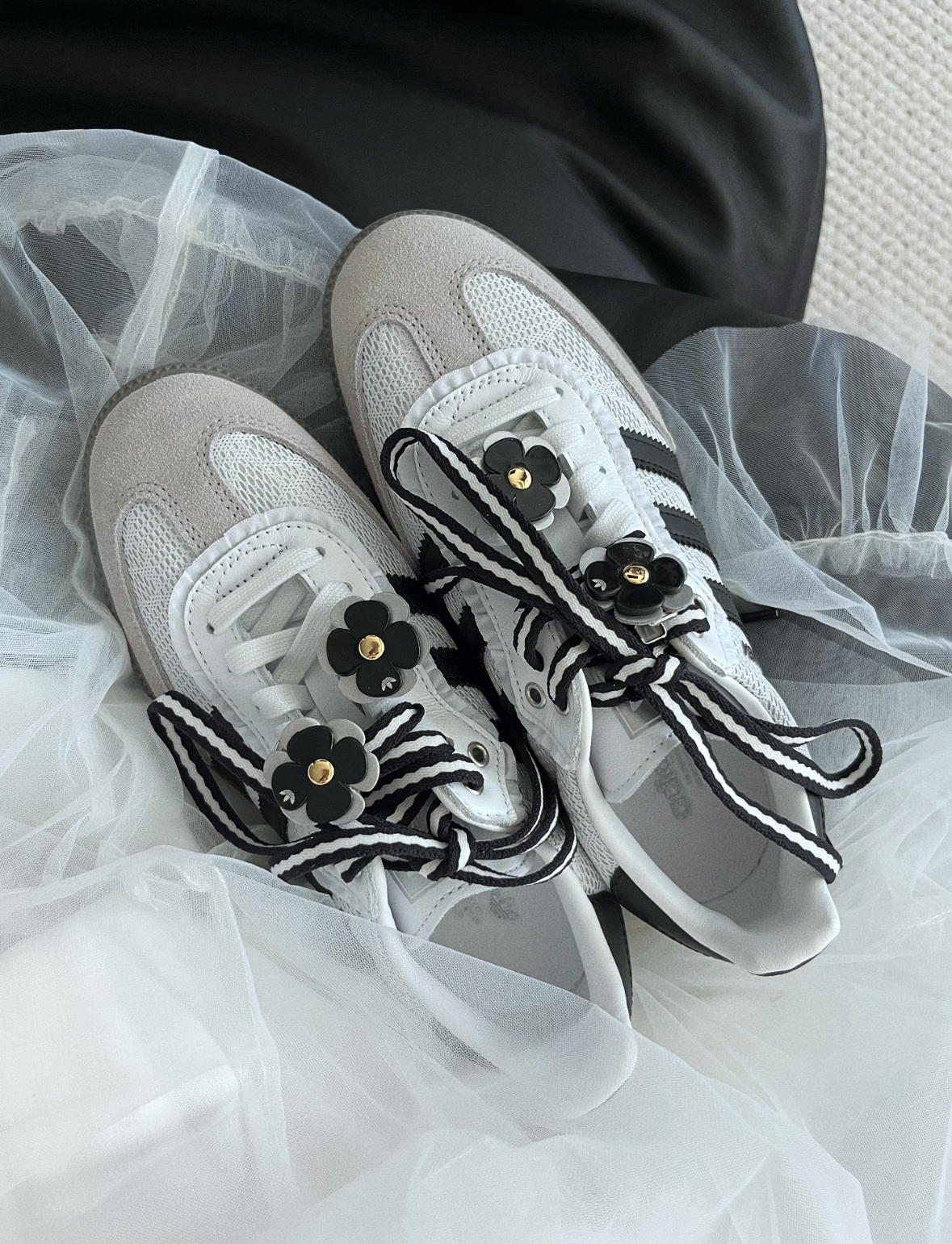 Adidas Originals Samba OG 黑白芭蕾 花花 黑白 蕾絲 花花鞋扣 德訓鞋 IH3371/預購