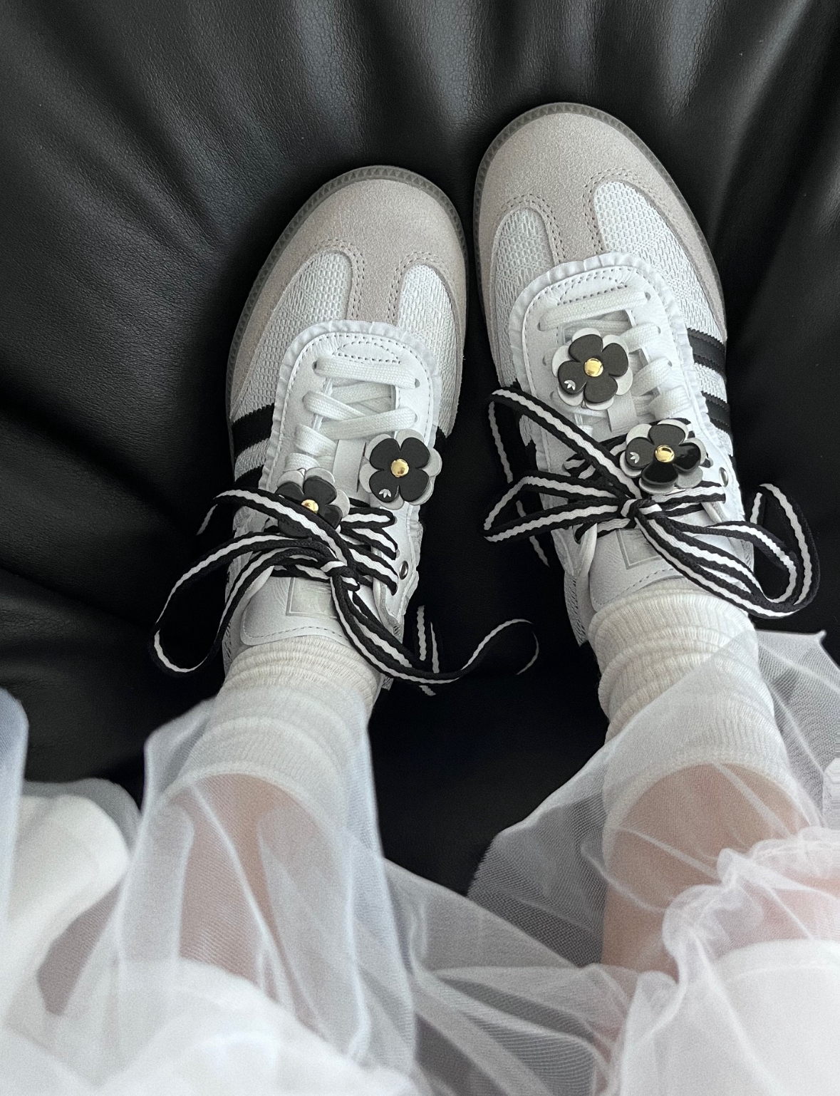 Adidas Originals Samba OG 黑白芭蕾 花花 黑白 蕾絲 花花鞋扣 德訓鞋 IH3371/預購