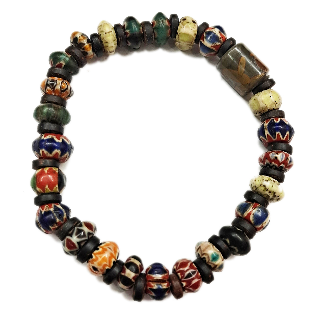 女媧石&雪弗蘭琉璃 手珠4*7mm【十方】153527