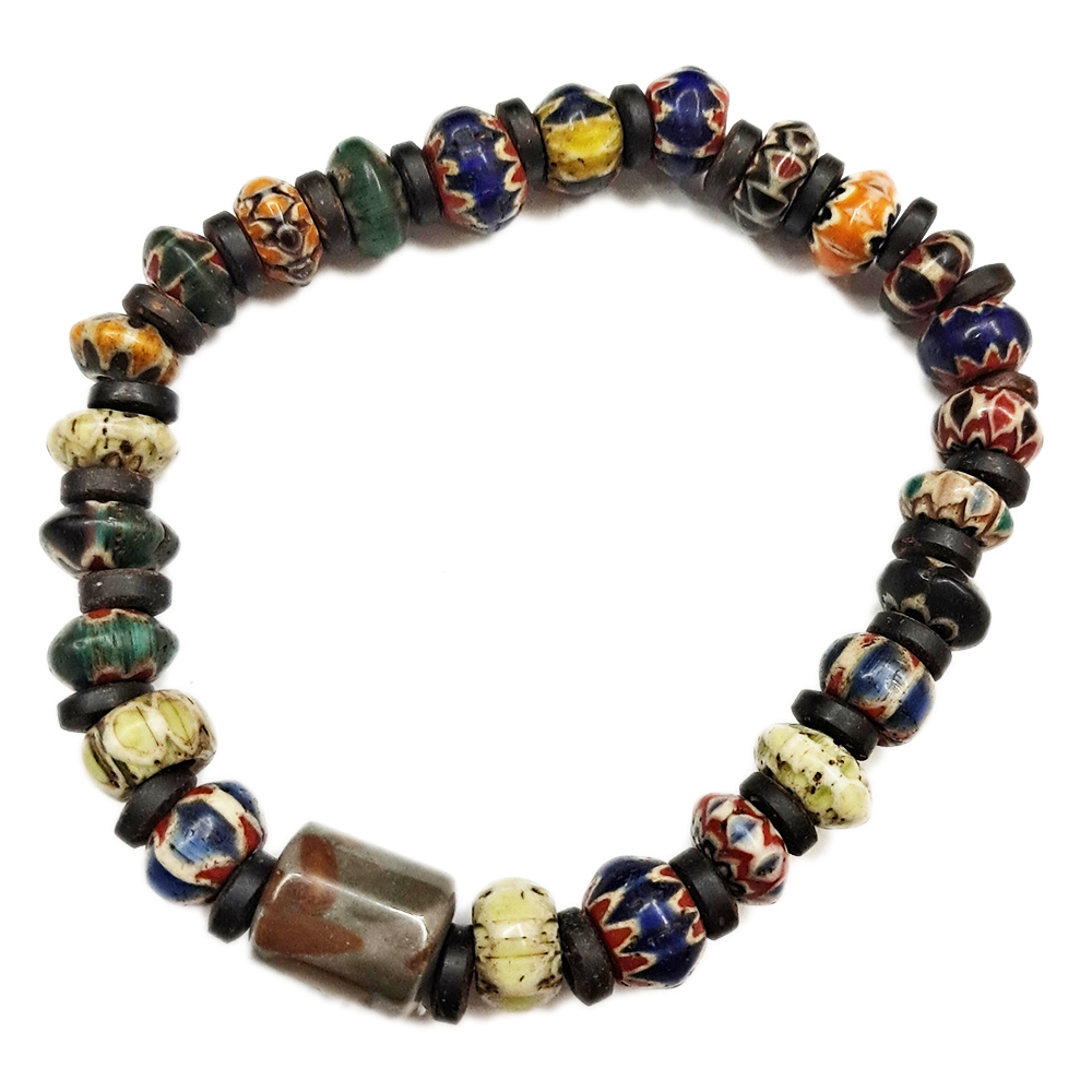 女媧石&雪弗蘭琉璃 手珠4*7mm【十方】153527