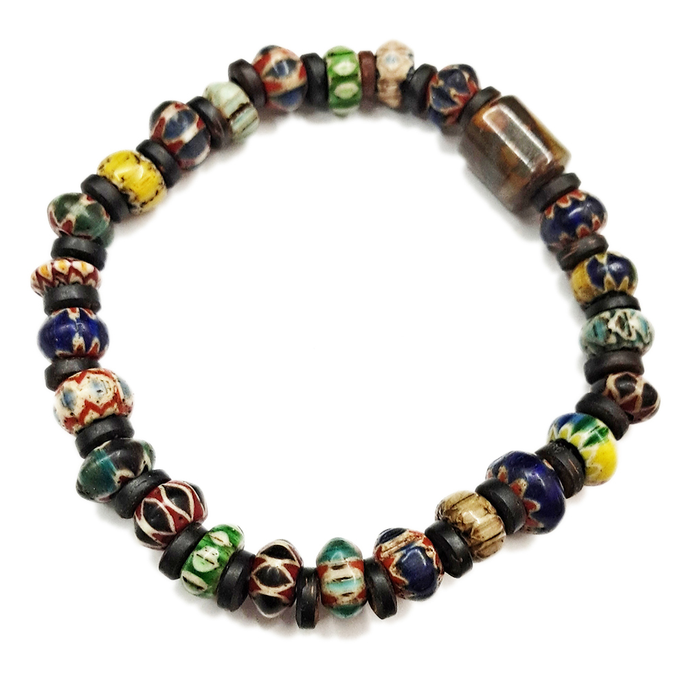 女媧石&雪弗蘭琉璃 手珠4*7mm【十方】153528