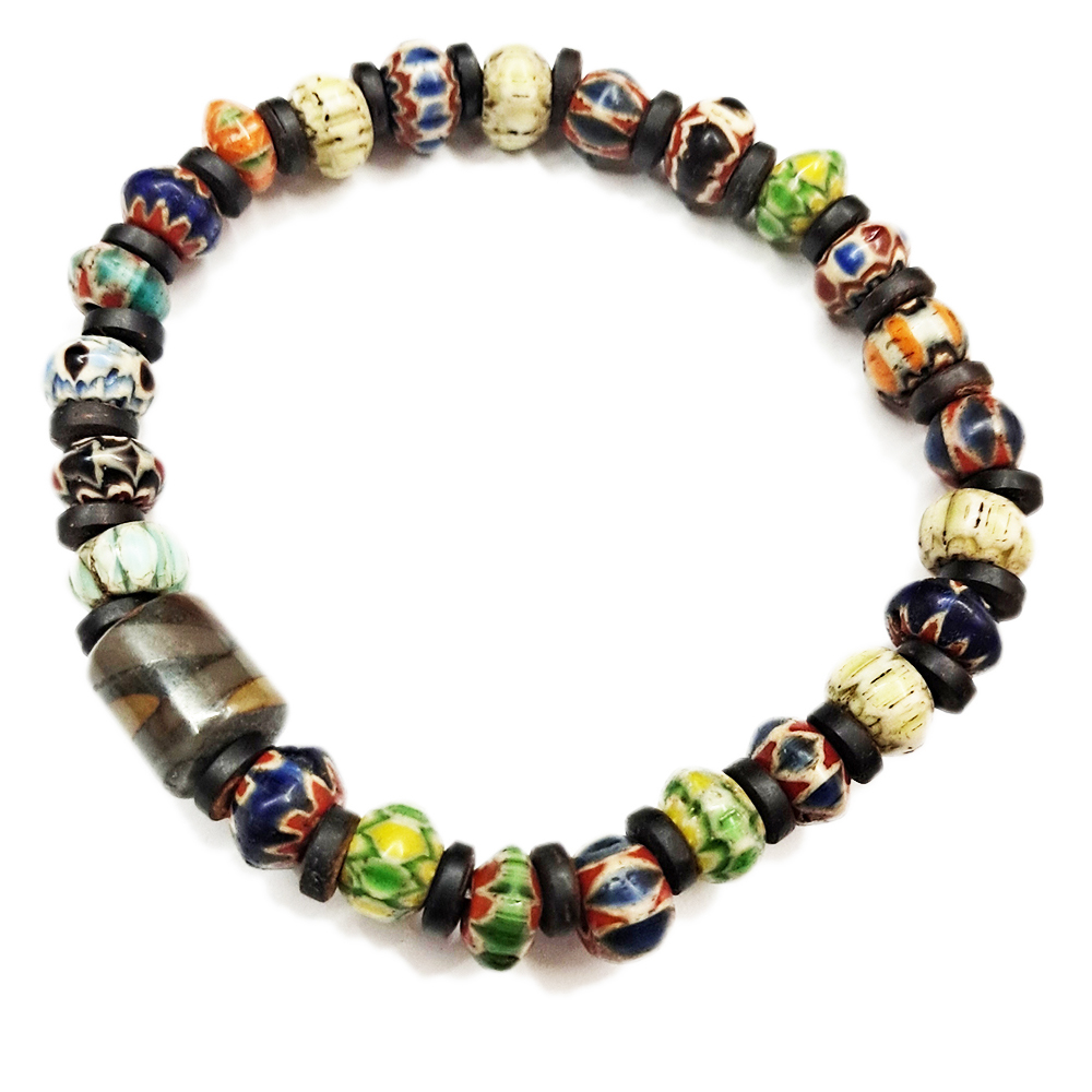 女媧石&雪弗蘭琉璃 手珠4*7mm【十方】153528