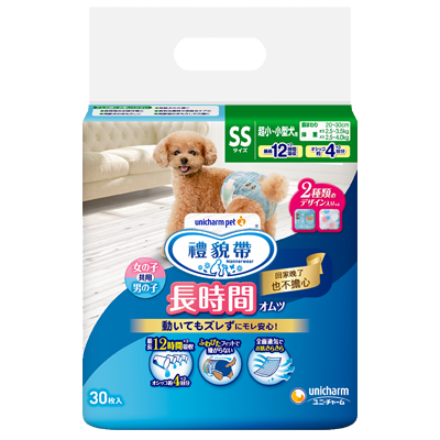 Unicharm 禮貌褲 藍色格紋 長時間 男女共用 SS 30枚入