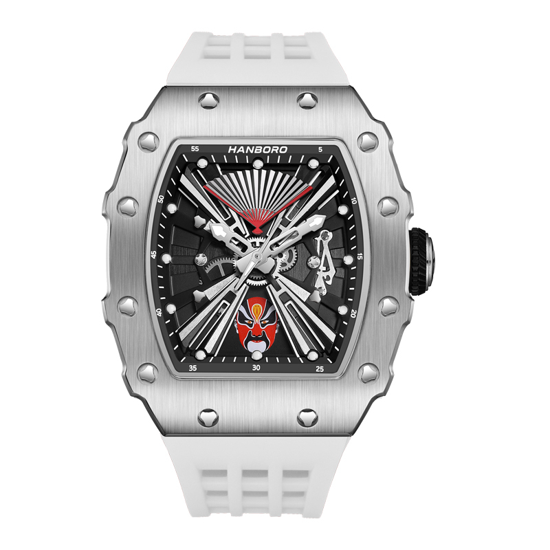 【Hanboro 衡寶】變臉臉譜系列 變臉臉譜變動錶盤 限量款 動力儲存 矽膠夜光機械錶
