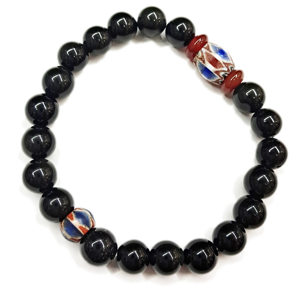 雪弗蘭琉璃&黑曜石手珠8mm【十方】153544