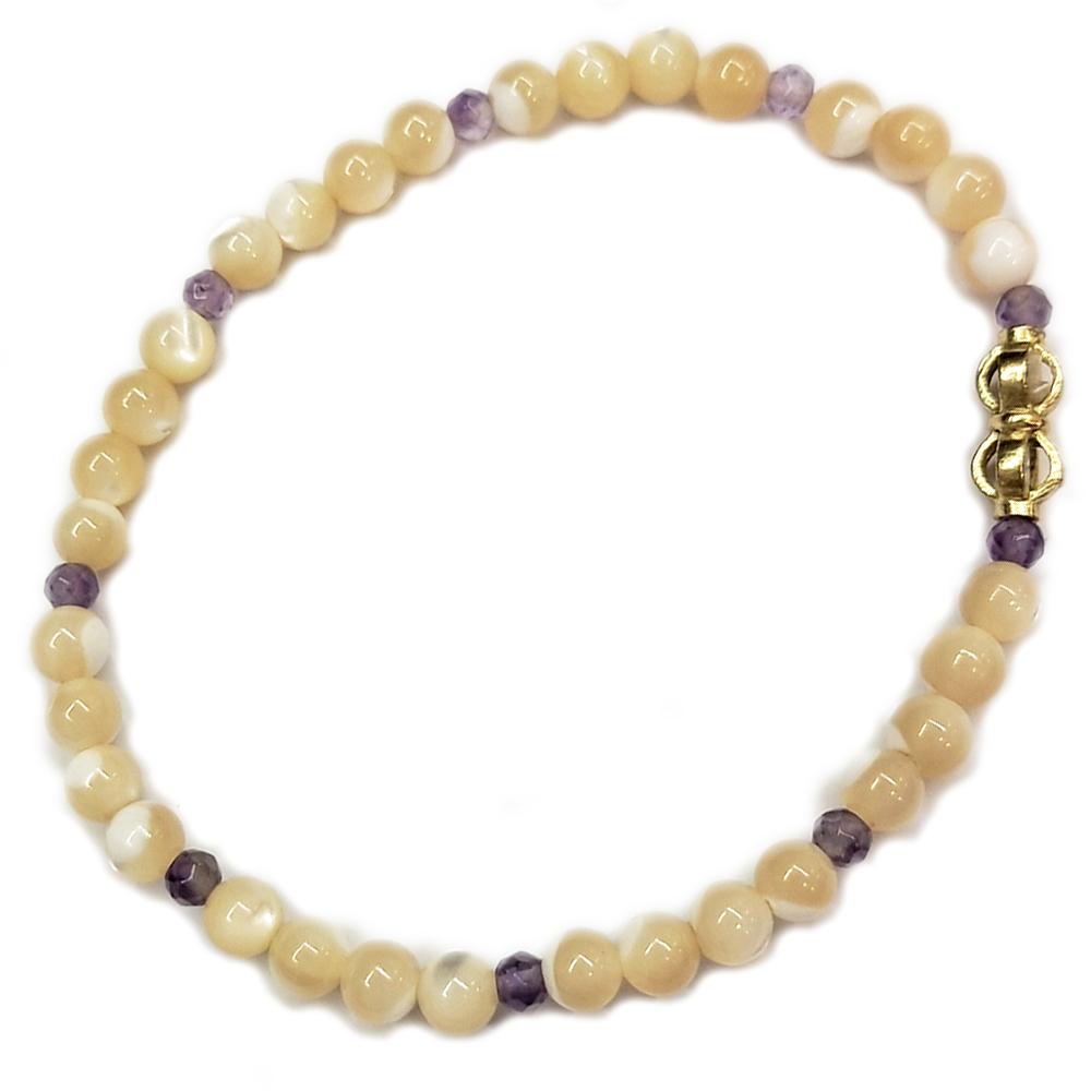 金剛杵&紫晶&硨磲手珠4mm【十方】153546