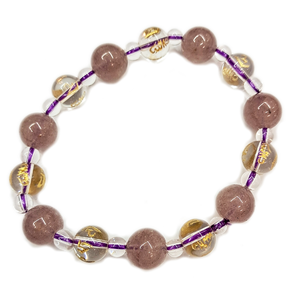 六字真言{水晶}&草莓晶手珠8mm【十方】153547