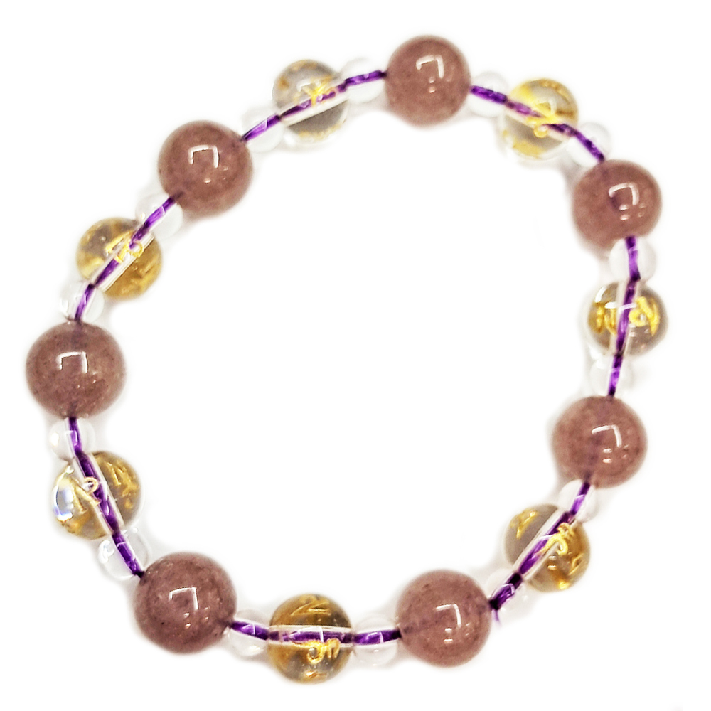 六字真言{水晶}&草莓晶手珠8mm【十方】153547