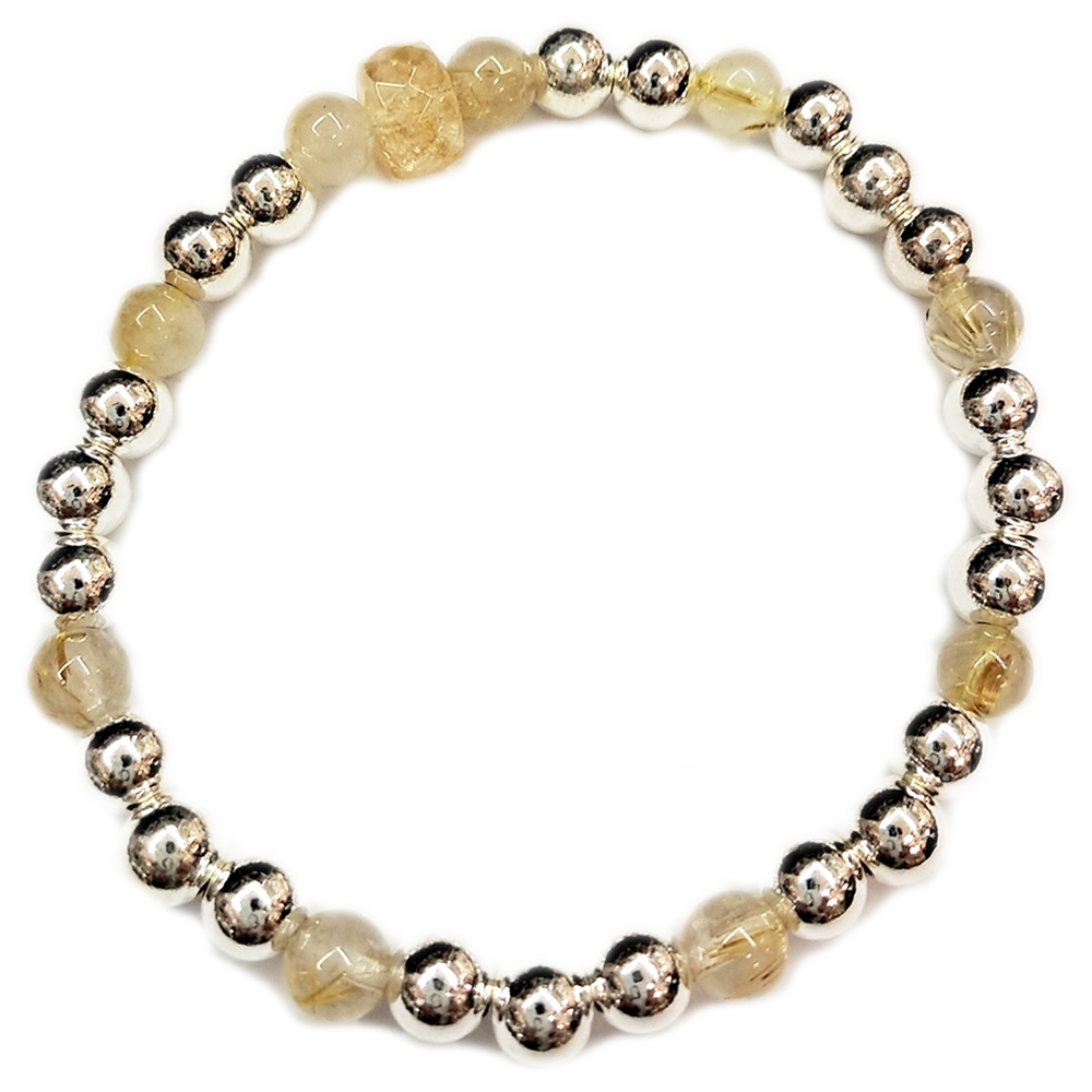 黃晶&鈦晶&純銀手珠6mm【十方】153551