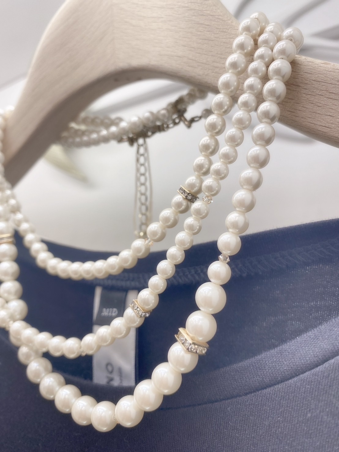 三串珍珠鑽鍊