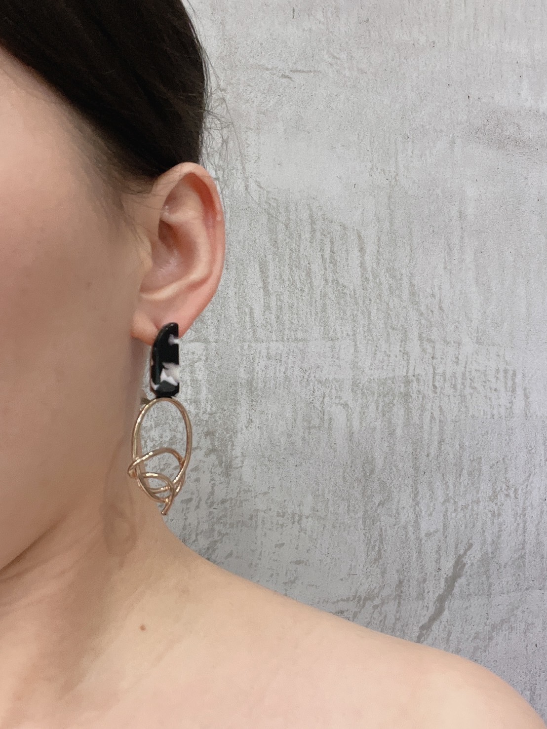 暈染寶石 不規則線條耳環(多色)