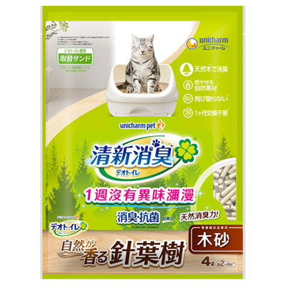 Unicharm 減少飛濺 針葉樹味 消臭貓砂 4L