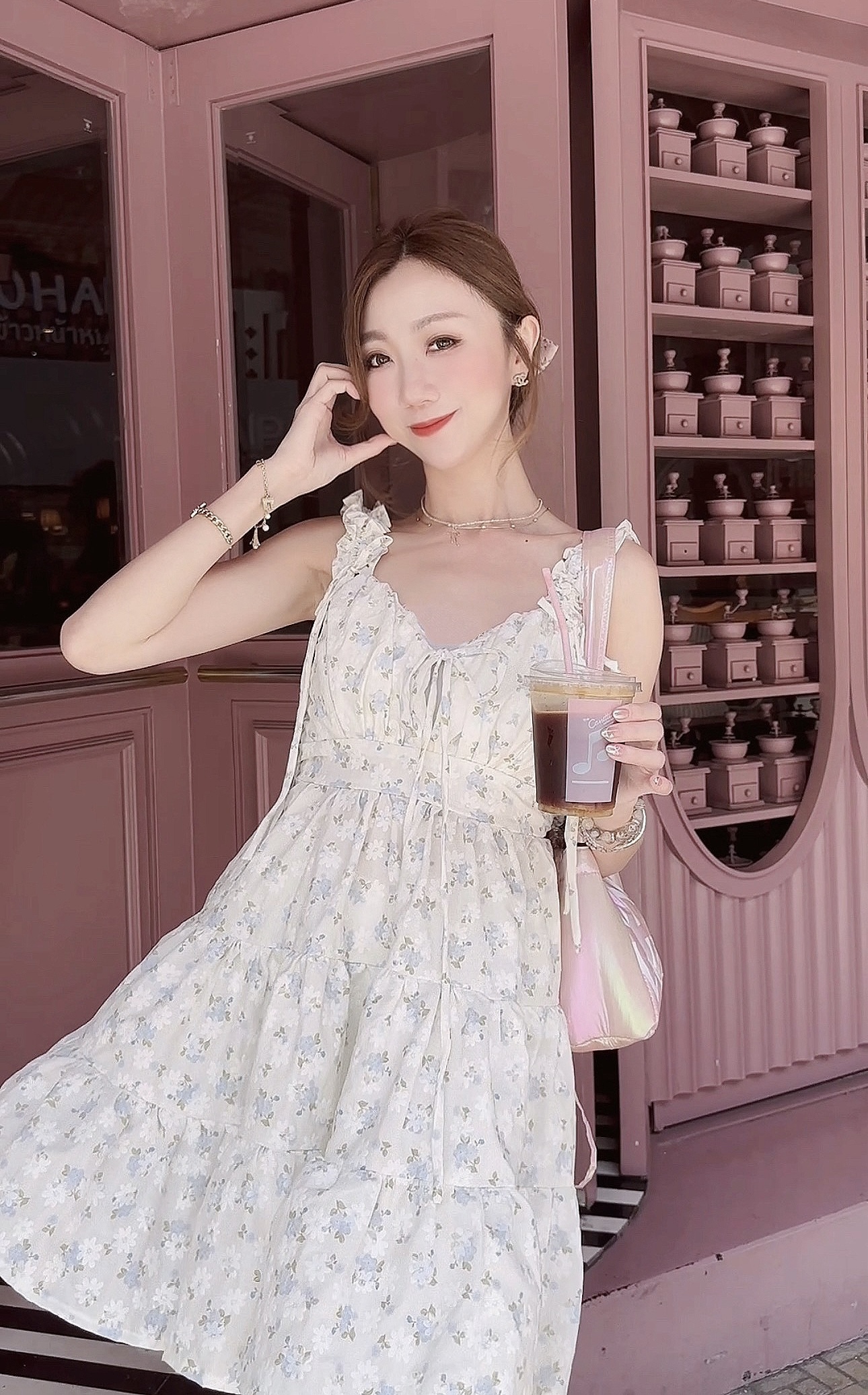 🇹🇭LITTLE BLUEBELL X WHITE FLORAL PRINT CUP CAKE DRESS
