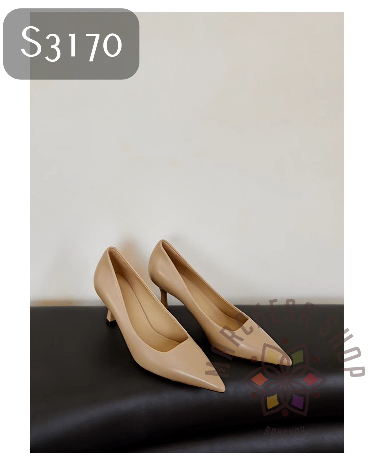 S3170 - 全真皮純羊軟皮簡約尖頭高踭鞋