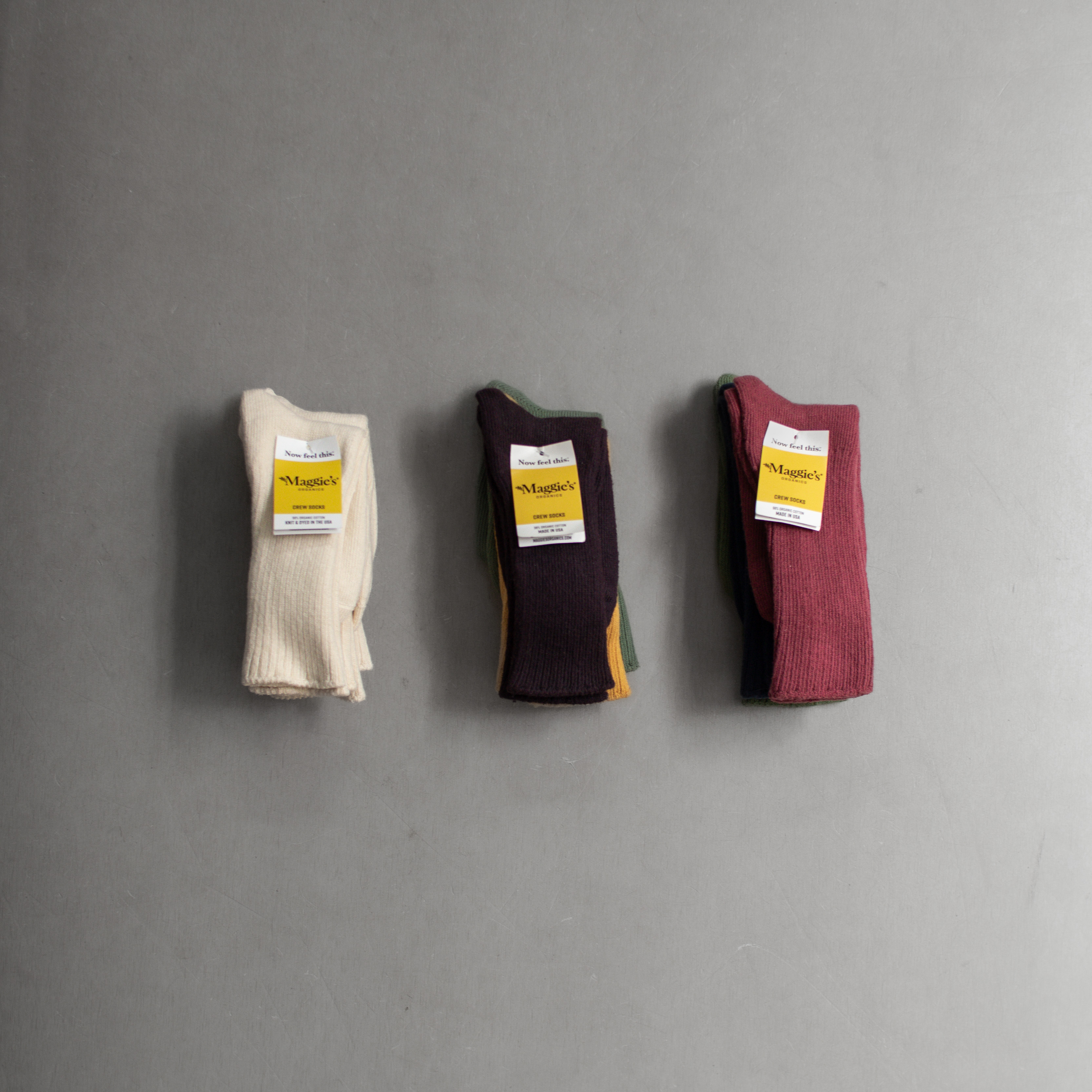 MAGGIE'S ORGANICS SOCKS 美國製 有機棉 素面 中筒 長襪 三雙組 襪子