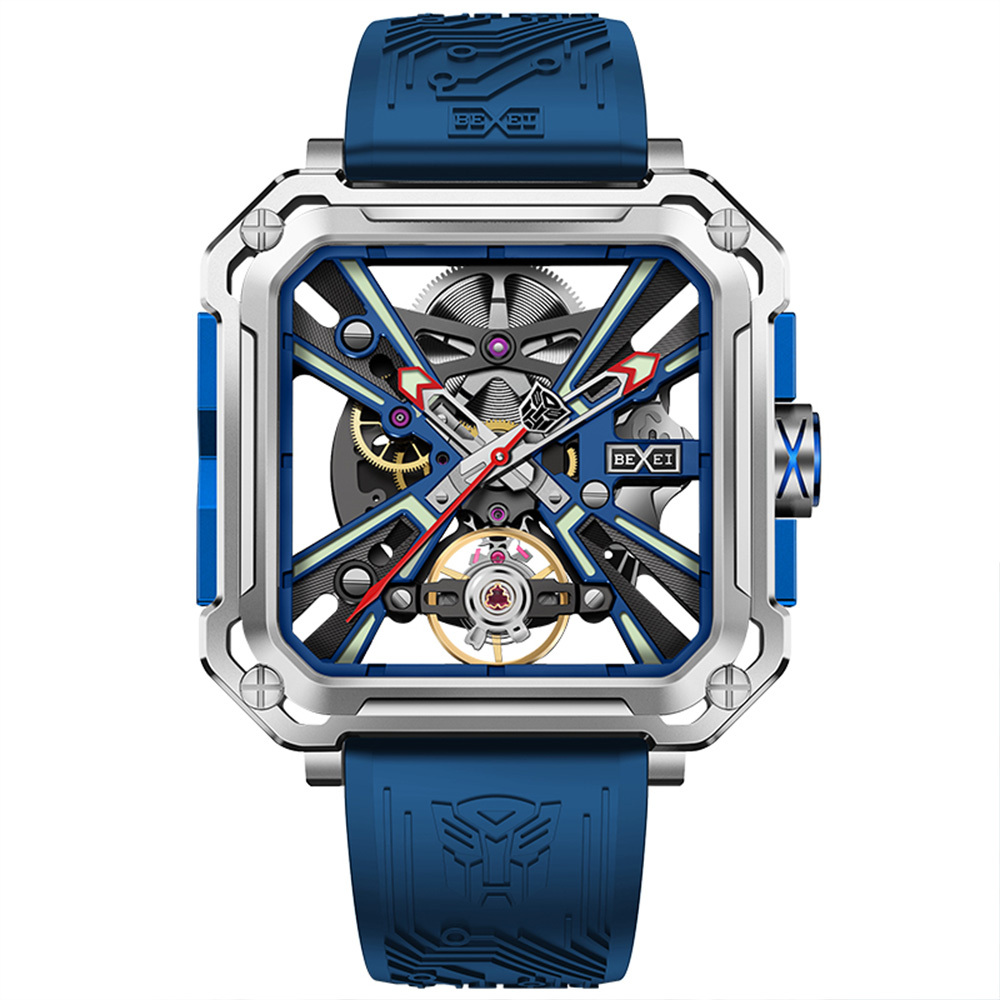 【BEXEI 貝克斯】變形金剛 正版授權 聯名款 柯博文 科技感 鏤空 全自動機械錶 手錶-9102