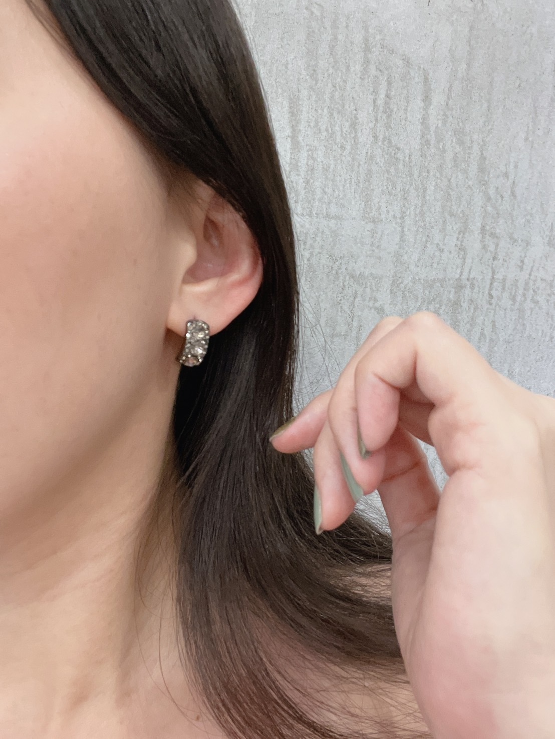 法式復古C字鋯石耳環