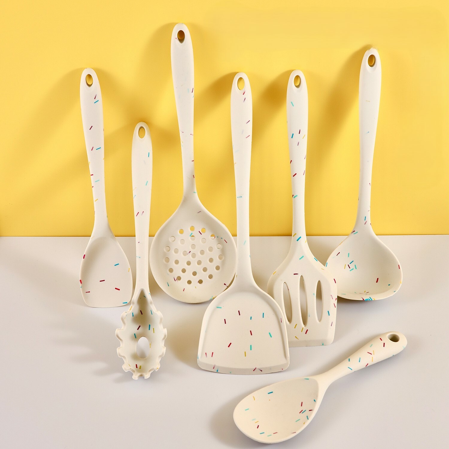 《4603》小清新可愛彩色顆粒矽膠廚房餐具