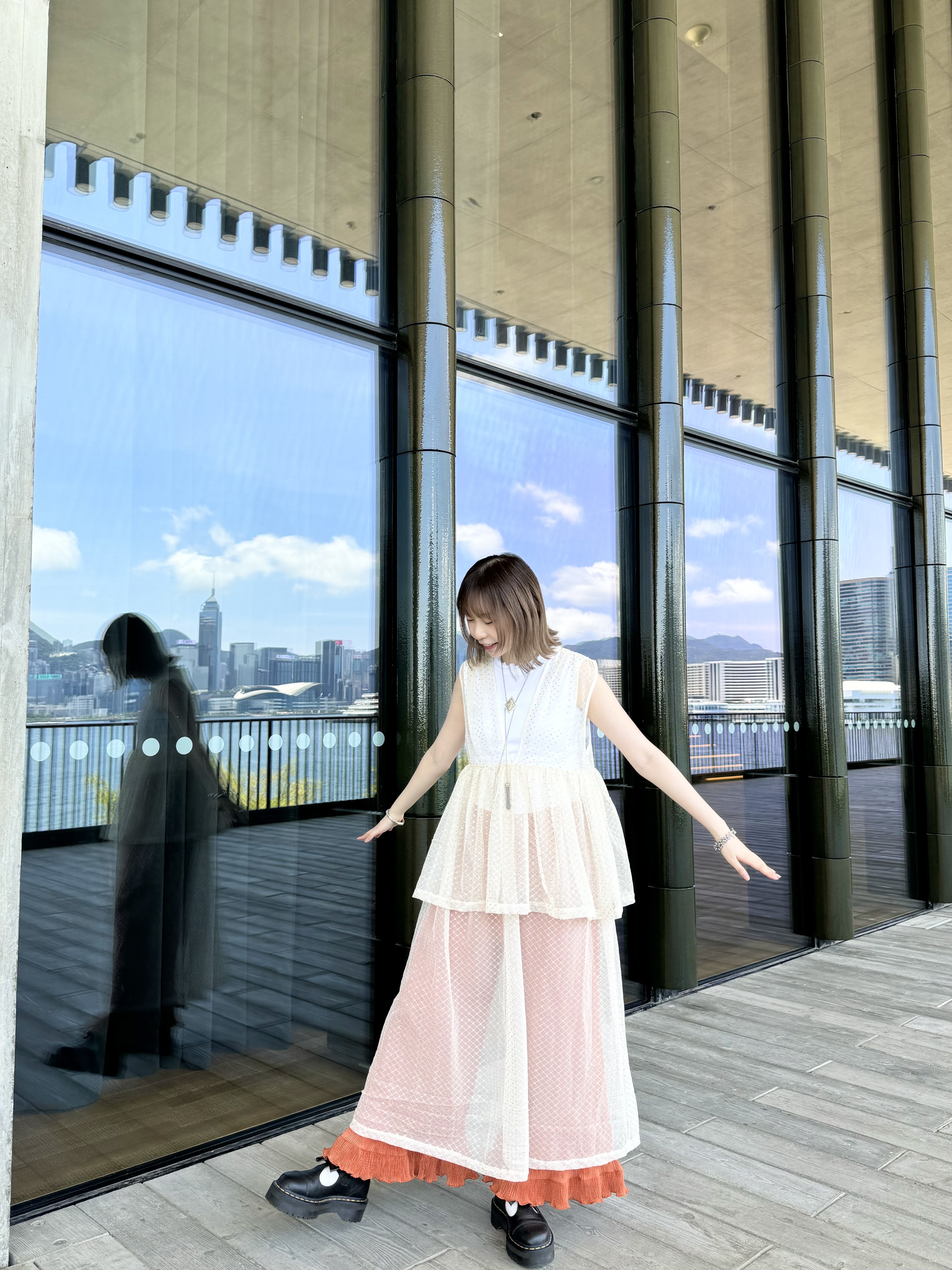 [兩色入]閃閃雙層透明背心ops( Beige )