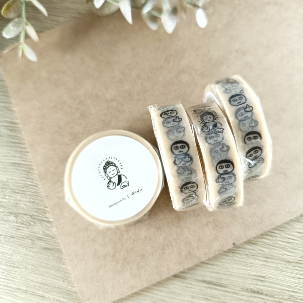 日本little lu．凸-佛祖 1.2x7m日本和紙膠帶 整捲