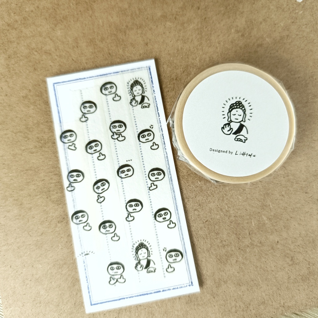 日本little lu．凸-佛祖 1.2x7m日本和紙膠帶 整捲