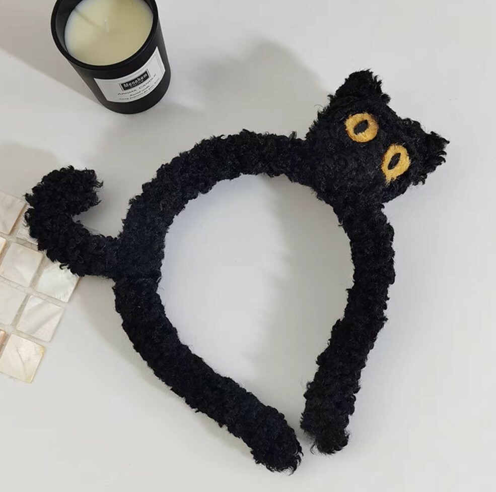 小黑貓絨毛防滑髮箍