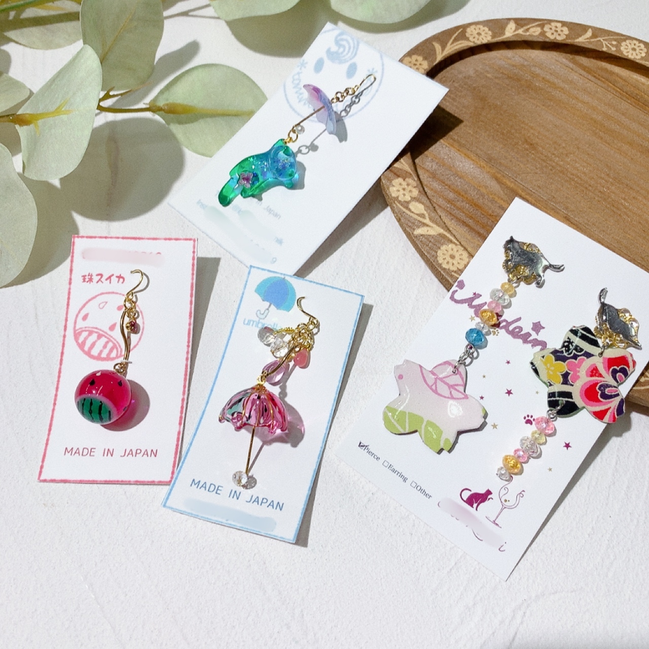 [手作家] 和風櫻花/貓咪/西瓜耳環