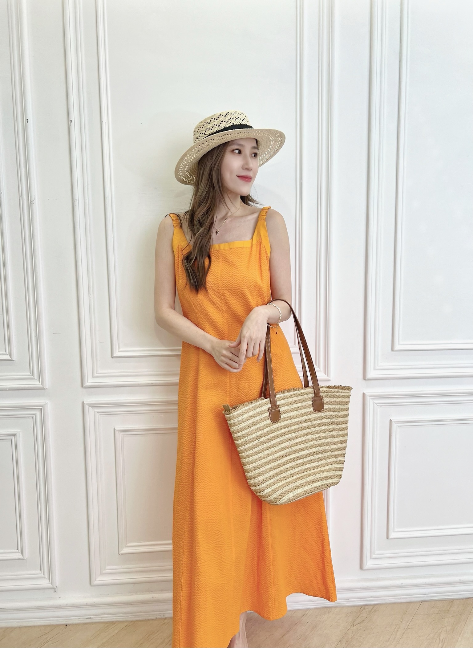 方領特殊面料長洋裝